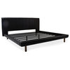 Cantor Queen Leather Bed, Finish: Ebony, Leather: Flint