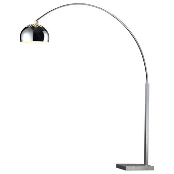 Penbrook Arc Floor Lamp, Silver-Plated With White Marble, Standard