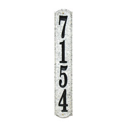 Wexford Vertical 4719 Solid Granite Address Plaque in White Granite - House Numbers