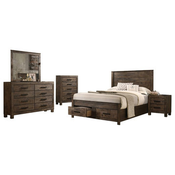 Coaster Woodmont 5-piece Eastern King Wood Bedroom Set in Rustic Golden Brown
