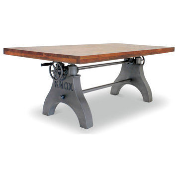 KNOX Adjustable Dining Table, Embossed Cast Iron Base, Provincial