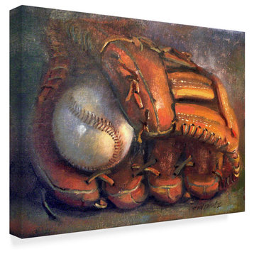 Hall Groat Ii 'Baseball With Mitt 7' Canvas Art, 19"x14"