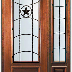 Pre-hung Sidelight Door 80 Wood Mahogany Texan Texas Star 3/4 Lite - Front Doors