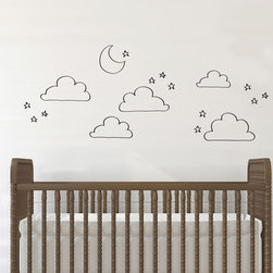 Doodle Clouds Stars and Moon Decal - Products