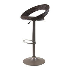 Winsome - Rattan Bali Adjustable Airlift Stool With Woven Seat - Bar Stools and Counter Stools