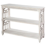 Stylecraft - Three Tier Console Table, Distressed White - Bring more storage space into your hallway, bedroom or living room with this three tier console table. The distressed all-white finish matches almost any existing decor aesthetic. Constructed from a combination of MDF, wood veneer, and fir wood, this piece will bring style and function for years to come.