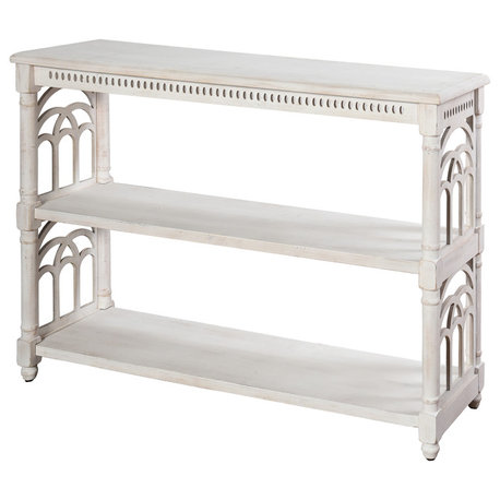 Three Tier Console Table, Distressed White