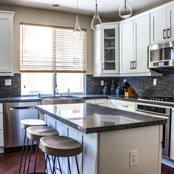 Dramatic white shaker kitchenin Newbury Park