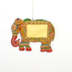 Wood Clay Elephant Wall Photo Frame Decor - Wall Sculptures