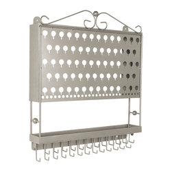 Designers Impressions - Designers Impressions JR20 Wall Mounted Jewelry Organizer, Silver Satin Nickel - Jewelry Boxes And Organizers
