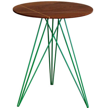Hudson Inlay Side Table - Green, Walnut