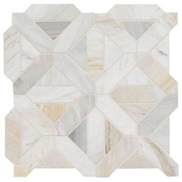 Athena Gold Geometrica 12X12 Honed Marble Mosaic, (4x4 or 6x6) Sample