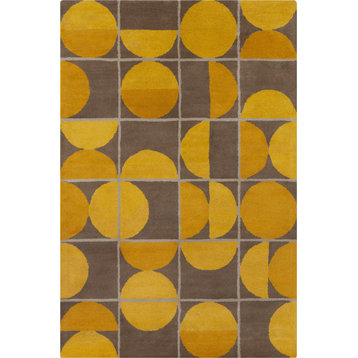 Chandra Allie ALL-236 Rug 5'x7'6" Brown/Yellow Rug