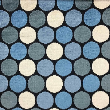 Dab Polka Dot Pattern Cut Velvet Upholstery Fabric, Indigo