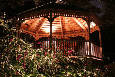 Large arts and crafts backyard patio photo in New York