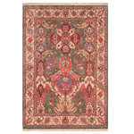 Bareens Designer Rugs - Classic Ziegler Banjo Green/Ivory Wool Rug  - 7'11'' x 9'11'' - A Persian influenced Turkish hand knotted rug made by skilled artisans capable of creating the most exceptional vegetable dyes and hand-spun New Zealand wool. This gorgeous one of a kind Peshawar Kafkaz handmade rugs is also known as a Chobi Ziegler Rug. This gorgeous rug is extremely versatile and is famous for its pleasing color palette and informal design that works in a myriad of interiors. It has been expertly hand-tied, finished, sun-dried, and can contain up to 1.5 million knots. It takes 4 skilled artisans to hand knot this rug nine to twelve months to complete this piece of art. The invigorating colors and patterns in this rug will give your home an elegant and fresh appearance. While drawing upon the coloring and patterns of antique rugs, contemporary Peshawar pieces incorporate modern design motifs and feature vibrant color tones. Give your room a luxurious look and feel with this beautiful rug with gorgeous color pallet. The intricate design allows this oriental rug to create a royal ambience in any d�cor. Hand knotted construction and natural fibers gives this rug soft feel under your feet.