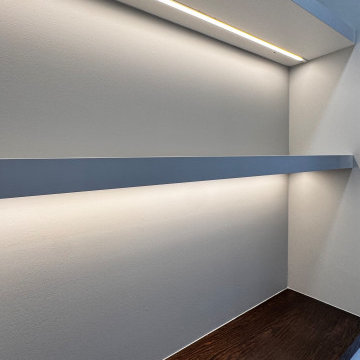 Contemporary Media Wall with LED Shelves