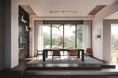 Inspiration for a large modern kitchen/dining room combo remodel in New York