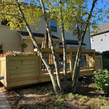 Wood Deck with Planter Boxes & Belgard Patio in Naperville, IL