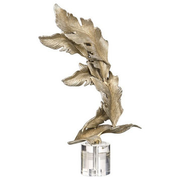 Bowery Hill Fall Leaves Champagne Sculpture in Antique Silver