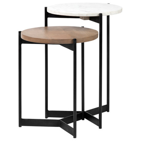 Wood & Marble Nesting End Tables, Larkin II