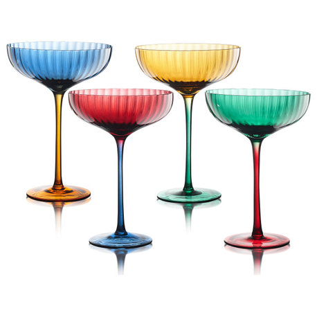 Festive Coupe 12 oz. Glasses, Assorted Color, Set/4