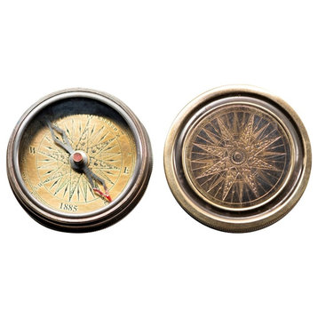 Authentic Models Antique Pocket Compass, Bronze