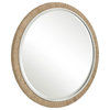 Luxe Large Braided Rope Frame Round Wall Mirror 40" Natural Banana Leaf White