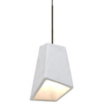 Besa Lighting - Besa Lighting 1XT-SKIPWH-LED-BR Skip - One Light Pendant with Flat Canopy - Our four sided geometrically-shaped Skip natural mini pendant is equipped with a cement-based angle cut shade, while concealing a focused light source for effective task lighting. Produced from natural elements and industrially inspired, this pendant offers a look that will easily merge into the recent urban decorating trend. The 12V cord pendant fixture is equipped with a 10' braided coaxial cord with teflon jacket and a low profile flat monopoint canopy. These stylish and functional luminaries are offered in a beautiful brushed Bronze finish.  Canopy Included: TRUE  Shade Included: TRUE  Cord Length: 120.00  Canopy Diameter: 5 x 5 x 0Skip One Light Pendant with Flat Canopy White ShadeUL: Suitable for damp locations, *Energy Star Qualified: n/a  *ADA Certified: n/a  *Number of Lights: Lamp: 1-*Wattage:35w MR16 Halogen bulb(s) *Bulb Included:Yes *Bulb Type:MR16 Halogen *Finish Type:Bronze