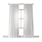White Orchid Faux Linen Sheer Curtain Single Panel, 50"x84"
