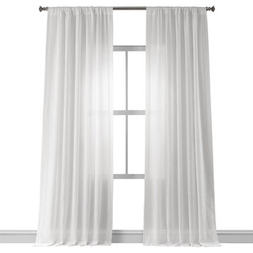 White Orchid Faux Linen Sheer Curtain Single Panel, 50"x84"