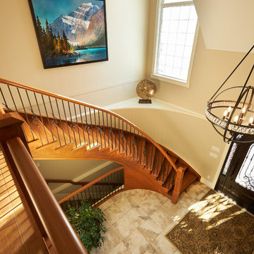 Curved White Oak Staircase Renovation