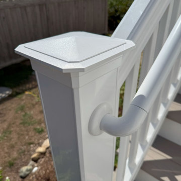 TimberTech Deck with Drink Rail, ADA Rail Upgrades Wareham, MA Coastal Cottage