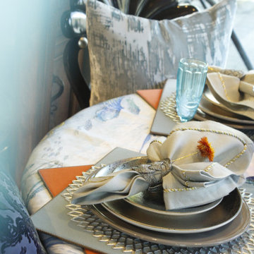 Cool blue table setting