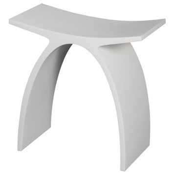 White Matte Solid Surface Resin Bathroom/Shower Stool, Arched