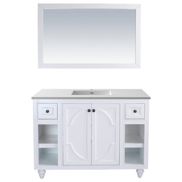 Odyssey, 48, White Cabinet With Matte White Viva Stone Solid Surface Countertop