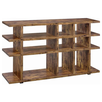 Coaster 3-Tier Farmhouse Wood Bookcase with Open Back in Nutmeg