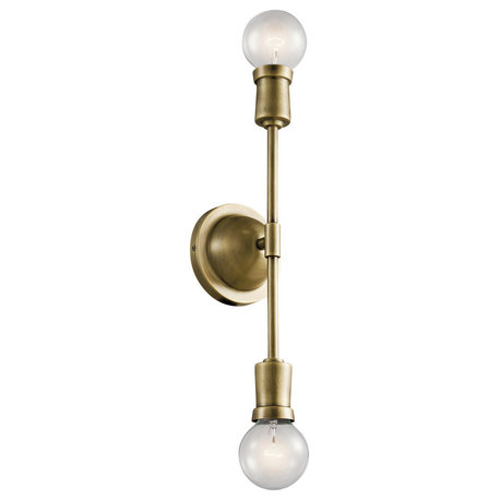 Wall Sconce 2-Light, Natural Brass