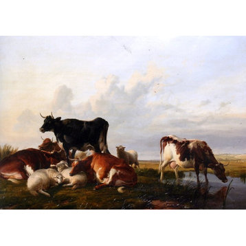 Thomas Sidney Cooper Cattle and Sheep Probably in Canterbury Meadows Wall Decal