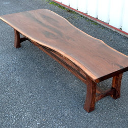 Walnut Bench with Curvy Legged Base - Indoor Benches