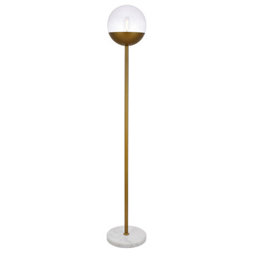 Elegant Eclipse 1-Light Brass Floor Lamp