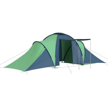 vidaXL Camping Tent Pop up Tent Backpacking Tent 6 Persons Blue and Green