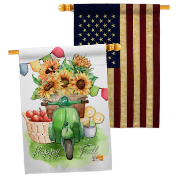 Sunflowers Fall House Flags Pack USA Vintage Applique Double-Sided 28x40