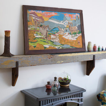 Salvage wood mantel
