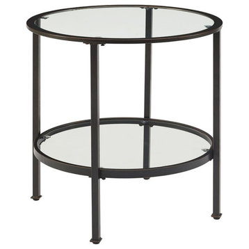 Crosley Furniture Aimee 24"Round Metal Accent End Table in Oil Rubbed Bronze