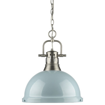 Golden Lighting 3602-L PW-SF Duncan 1 Light Pendant With Chain, Pewter