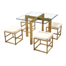Trendy Dining Table Sets For 2018 Houzz Lpd Furniture Cube Gl Dining Table With 4 Chairs Cream Sets