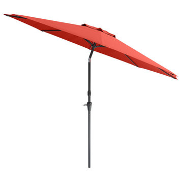 CorLiving 10 Foot Wind Resistant Patio Umbrella with Crank and Tilt, Crimson Red