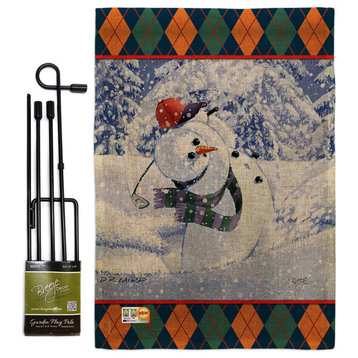 Snowman Golf Winter Winter Wonderland Garden Flag Set