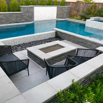 Modern Back Yard and Water Feature